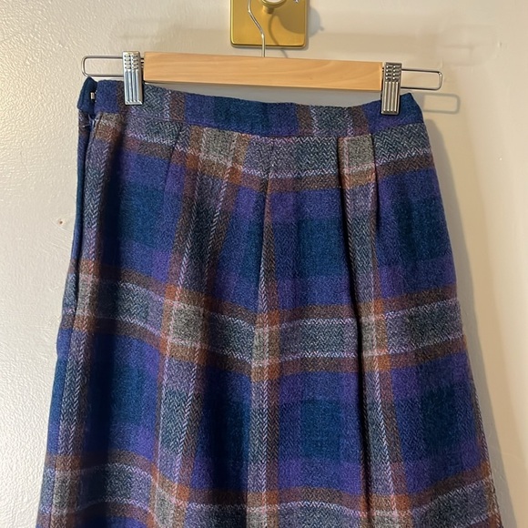 Vintage 60s 70s Braemar 100% Wool Pleated Multicolor Plaid Lined Midi Skirt Sz 8 - Picture 8 of 10